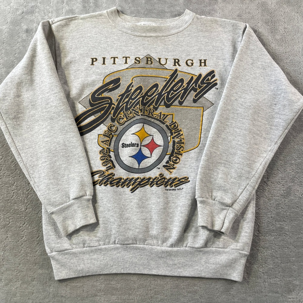 Vintage Pittsburgh Steelers 1992 AFC Champions NFL Sweatshirt Mens Large Gray